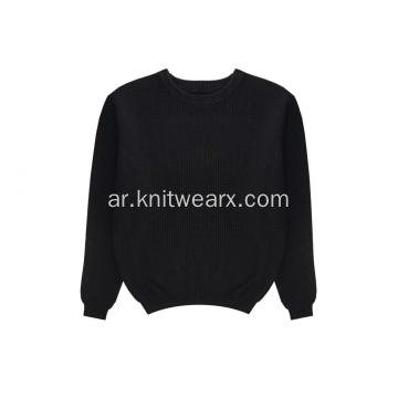 الرجال محبوك كابل غرزة Crewneck بلوفر بلون سادة